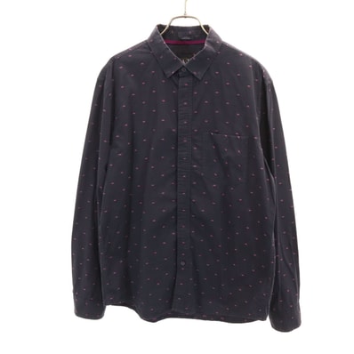 ARMANI EXCHANGE アルマーニエクスチェンジ 総柄 長袖 コットンシャツ L チャコール