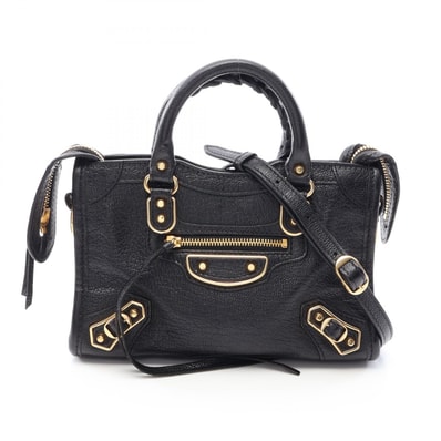 バレンシアガ BALENCIAGA クラシック ナノ シティ 2WAY ハンドバッグ バッグ レザー レディース ブラック系 【中古】