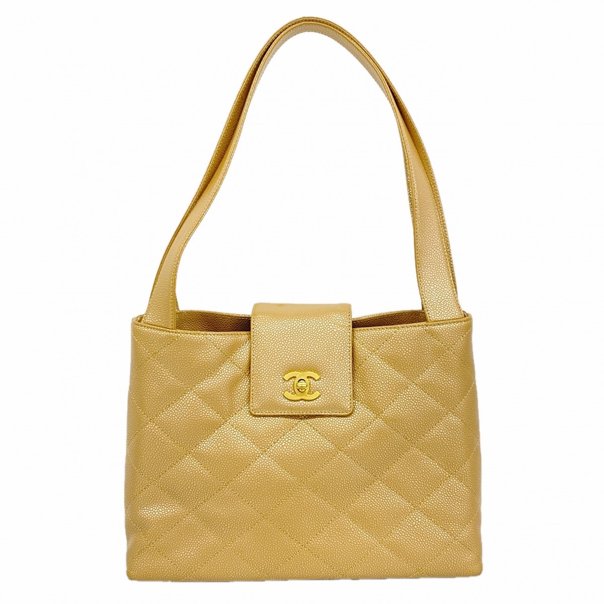 【6ce6027-k】シャネル ショルダーバッグ マトラッセ キャビアスキン ブラウン ゴールド金具【中古】レディース