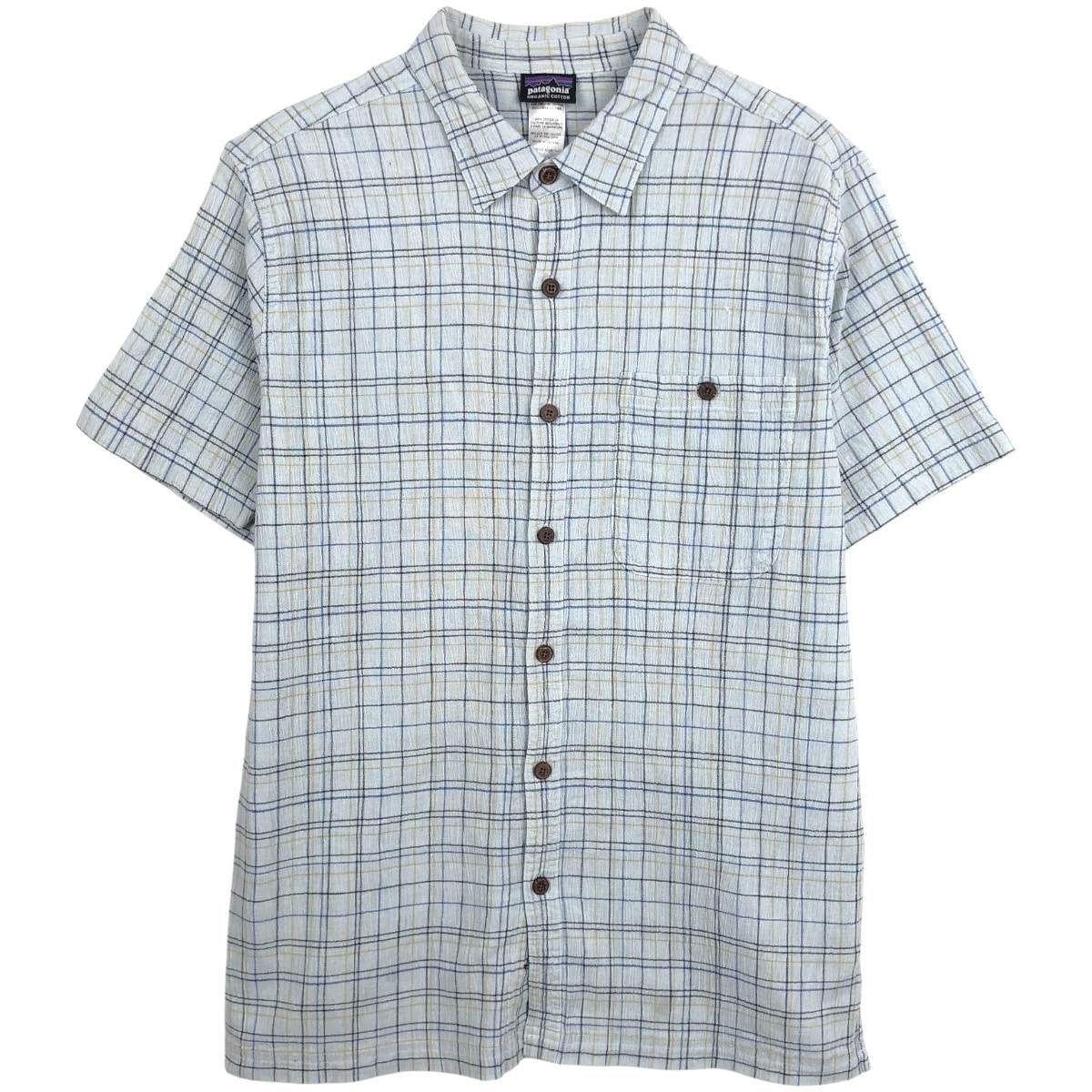 古着 パタゴニア Patagonia ORGANIC COTTON オーガニックコットン A/Cシャツ 52921SP14 楊柳クレープ 半袖 コットン チェックシャツ ボックスシャツ メンズM相当/eaa670008