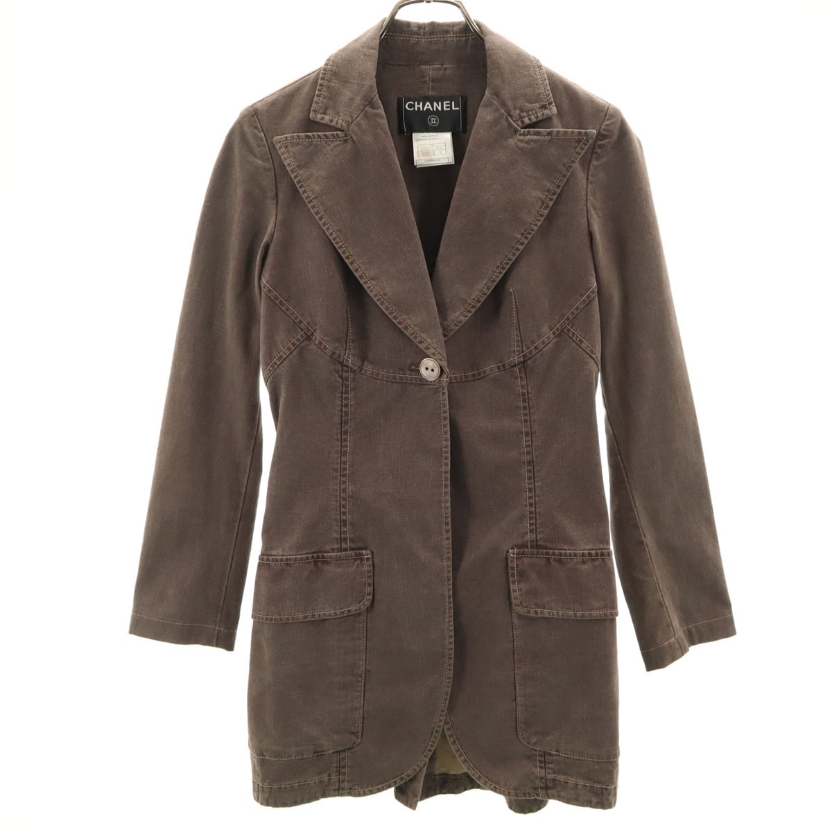 CHANEL シャネル イタリア製 P20703V11996 コットンジャケット 34 ブラウン系