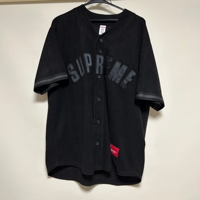 Supreme Ultrasuede Mesh Baseball Jersey "Black"