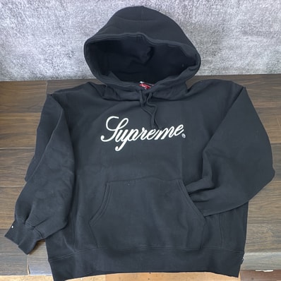 Supreme Embroidered Script Hooded Sweatshirt "Black"