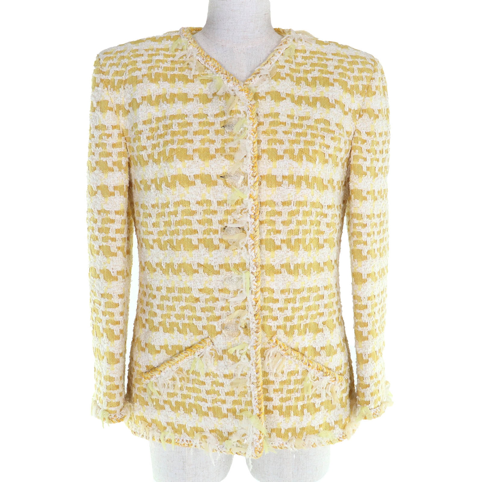 極美品 シャネル ココマーク ツイード ジャケット 36 18S P58787