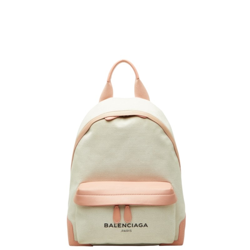 バレンシアガ リュック バックパック 409010 ホワイト ピンク キャンバス レザー レディース BALENCIAGA 中古