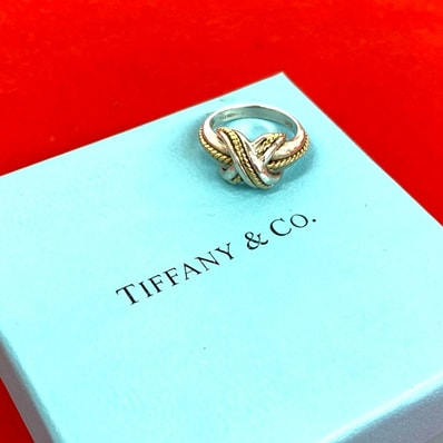 TIFFANY&Co. ティファニー シグネチャークロス リング シルバー925 K18イエローゴールド リング・指輪 10号 シルバー
43872