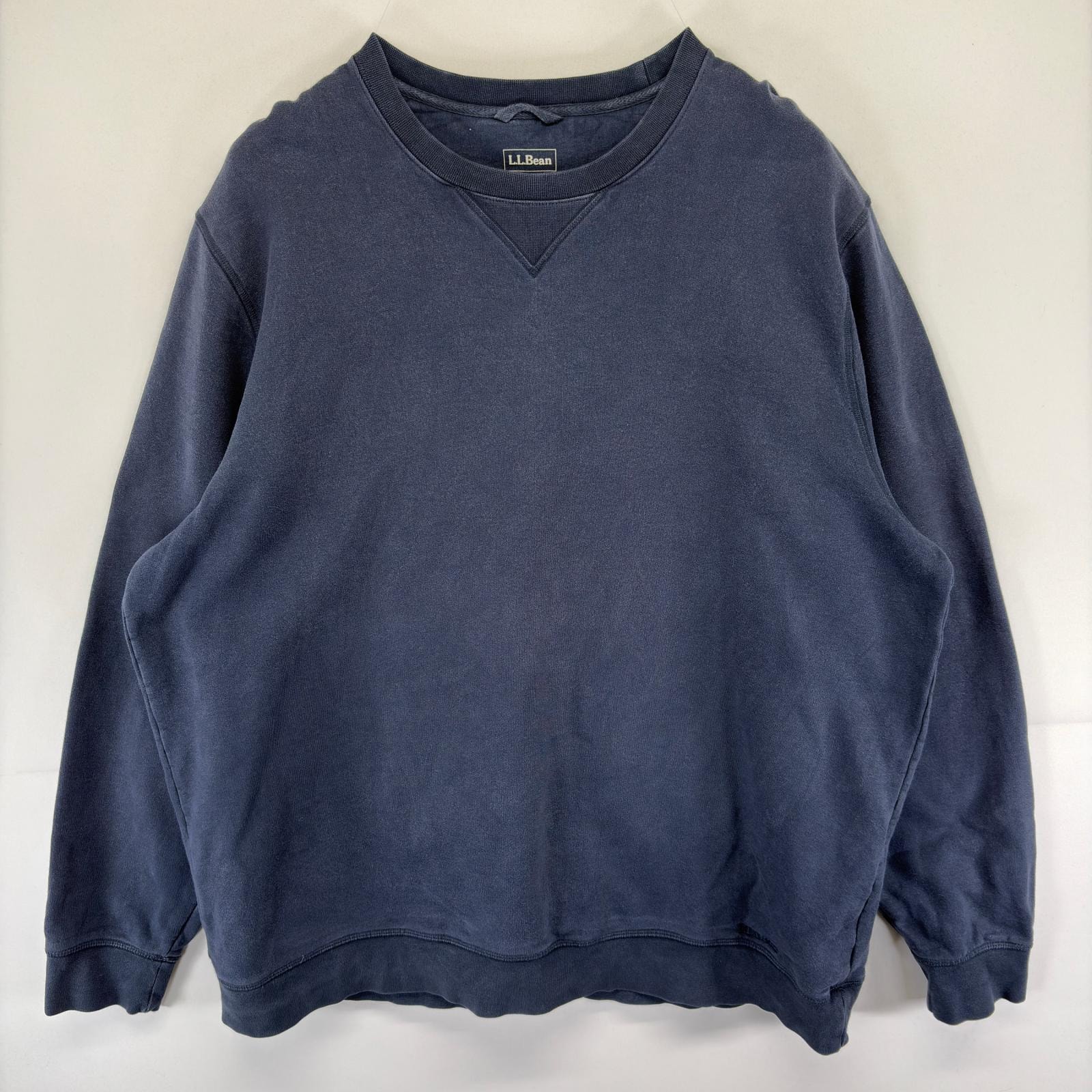 古着 エルエルビーン L.L.Bean スウェット ワンポイント ロゴ 大きいサイズ トレーナー 2XL TALL  ネイビー系 無地 メンズ