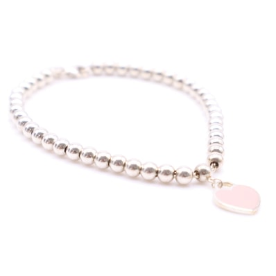 美品 TIFFANY&Co. ティファニー リターントゥ ミニハート ビーズ ブレスレット - ブレスレット シルバー ピンク シルバー レディース