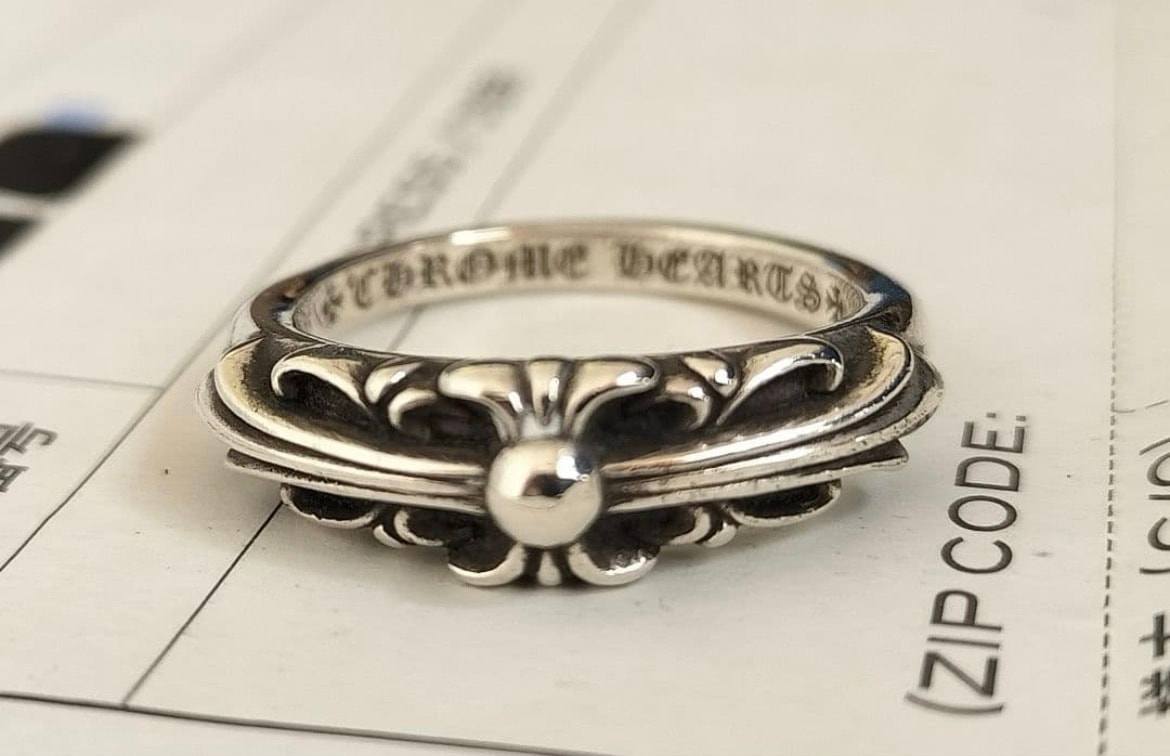 Chrome Hearts Baby Classic Floral Cross Ring "Silver"