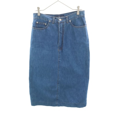 RALPH LAUREN ラルフローレン 90s USA製 オールド ミモレ丈 デニム タイトスカート 6 ウォッシュブルー