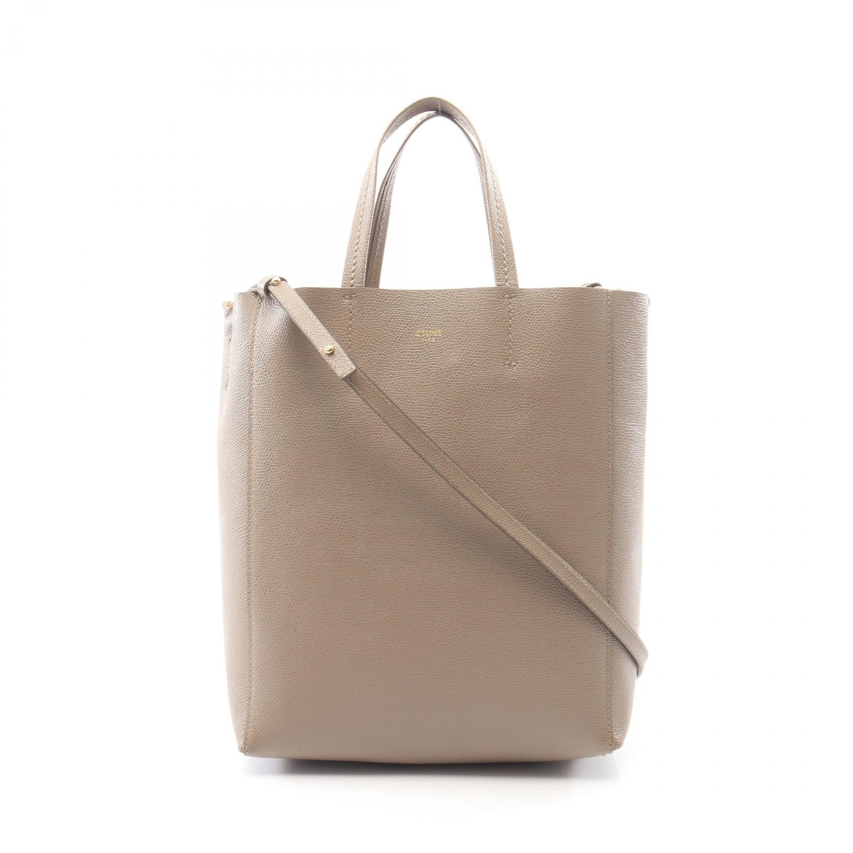 セリーヌ CELINE バーティカル スモール カバ 2WAY トートバッグ バッグ レザー レディース ベージュ系 189813 【中古】