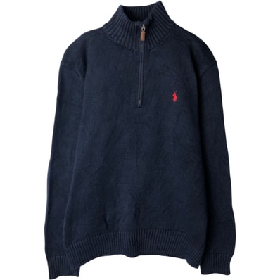 古着 ラルフローレン Ralph Lauren POLO by Ralph Lauren コットンニットハーフジップセーター メンズM相当/eaa631939
