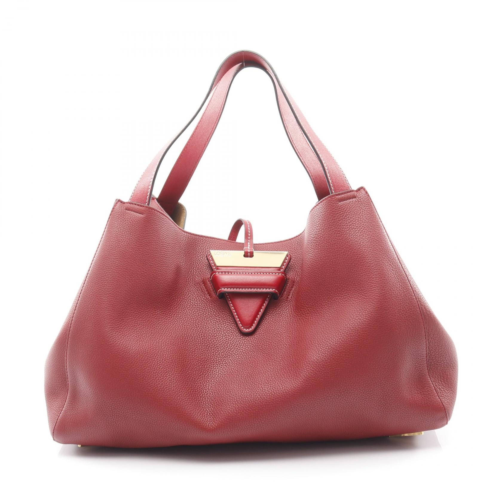 ロエベ LOEWE バルセロ ハンドバッグ バッグ レザー レディース レッド系 【中古】