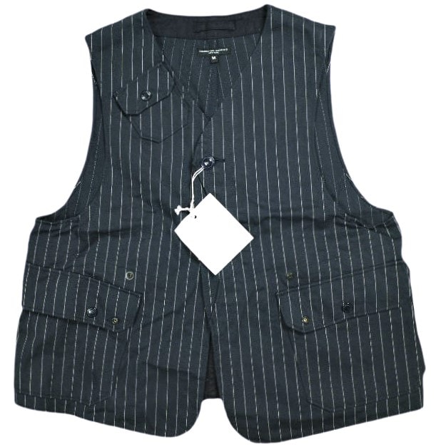 新品 Engineered Garments エンジニアードガーメンツ アメリカ製 UPLAND VEST - H.B Gangster St. アップランドベスト ヘリンボーンストライプ M Dk.Navy ジレ ハンティング トップス g25210