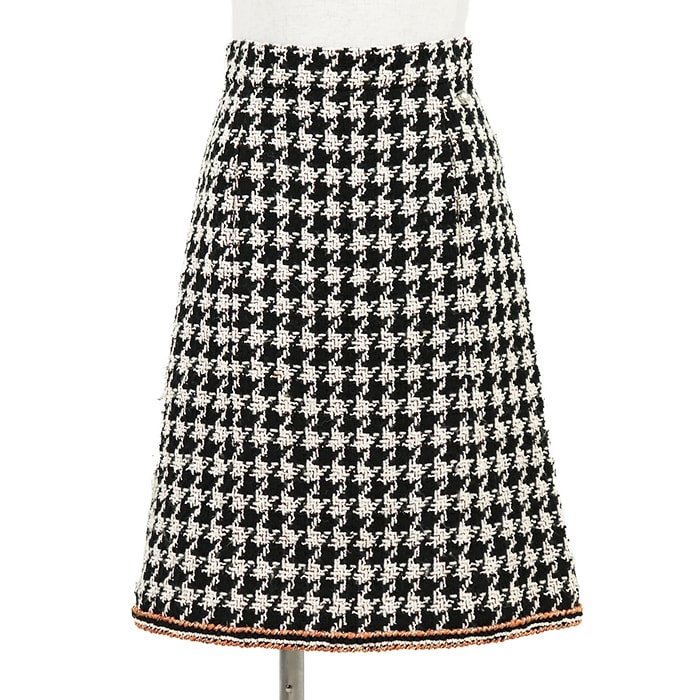 【極美品】CHANEL シャネル ツイード スカート サイズ 36 レディース P57499 ハウンドトゥース 千鳥格子 ボトムス ブラック 黒 フランス製 カール・ラガーフェルド期