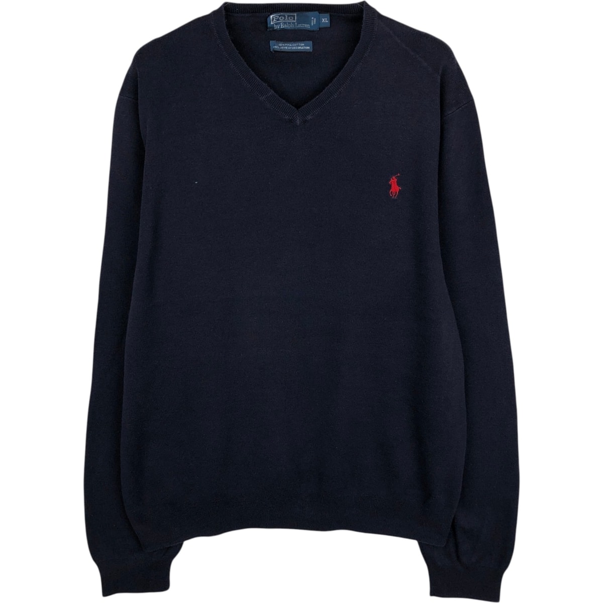 古着 ラルフローレン Ralph Lauren POLO by Ralph Lauren Vネック ピマコットンニットセーター メンズXL相当/eaa617966