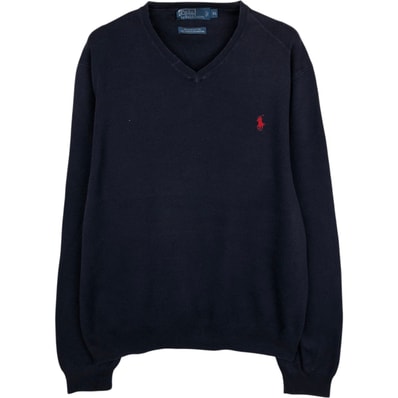 古着 ラルフローレン Ralph Lauren POLO by Ralph Lauren Vネック ピマコットンニットセーター メンズXL相当/eaa617966