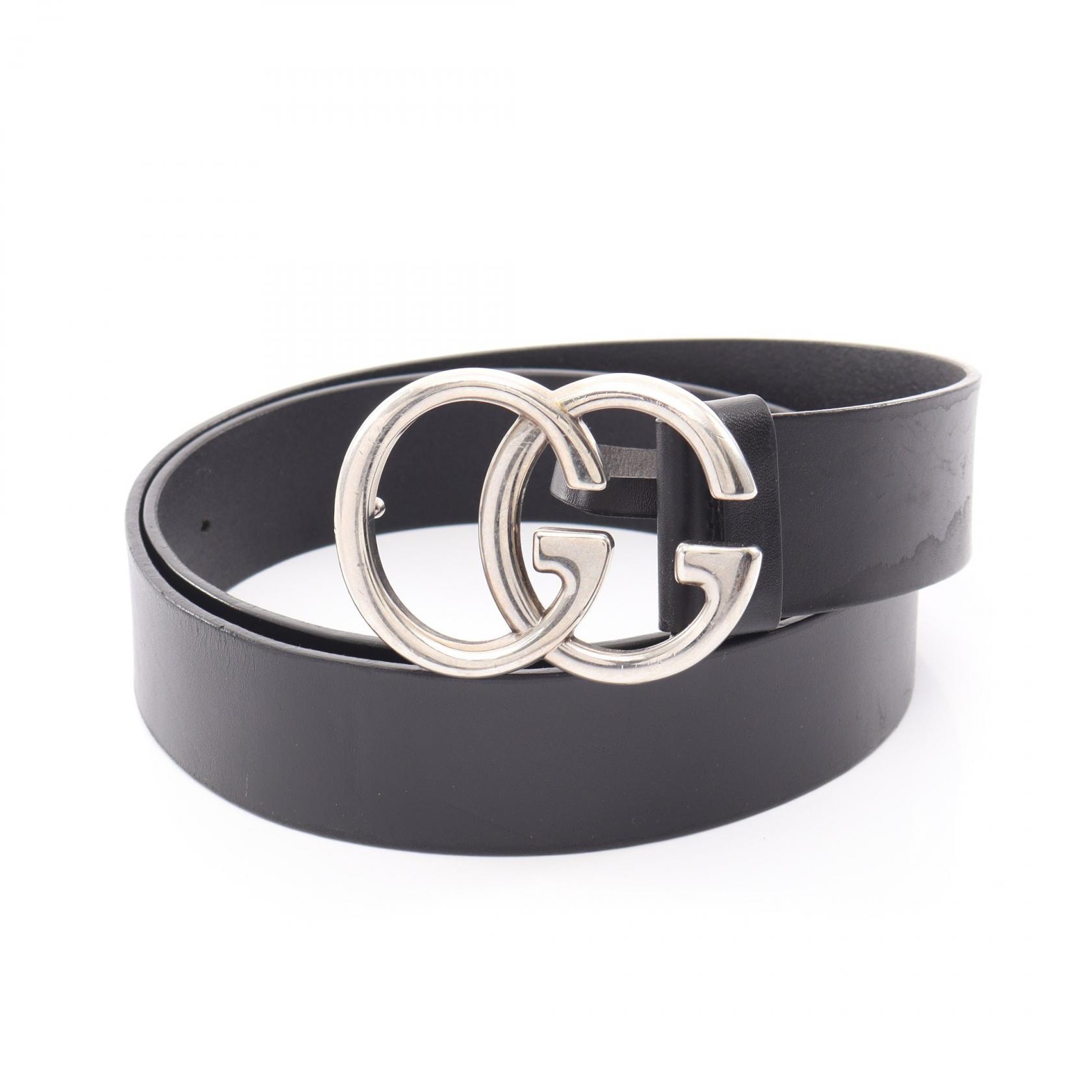 グッチ GUCCI ダブルG ベルト 衣料品 レザー メンズ ブラック系 【中古】