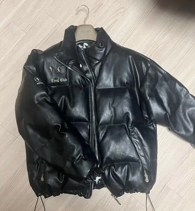 THUG CLUB TC Leather Puffer Jacket "BLACK"