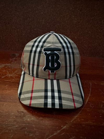 Burberry Monogram Motif Vintage Check Cotton Baseball Cap "Archive Beige"