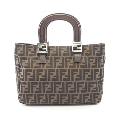 フェンディ FENDI ズッカ トートバッグ バッグ キャンバス レザー レディース ブラウン系 【中古】