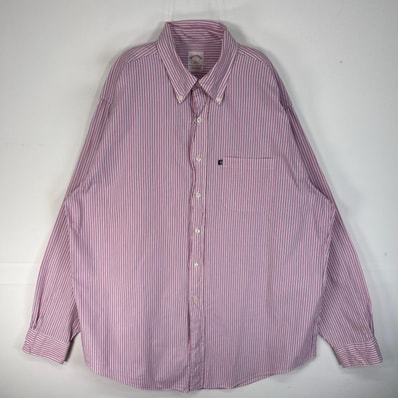 古着 ブルックスブラザーズ Brooks Brothers 長袖シャツ ストライプ ワンポイント ロゴ ボタンダウン L ピンク系 マルチカラー メンズ