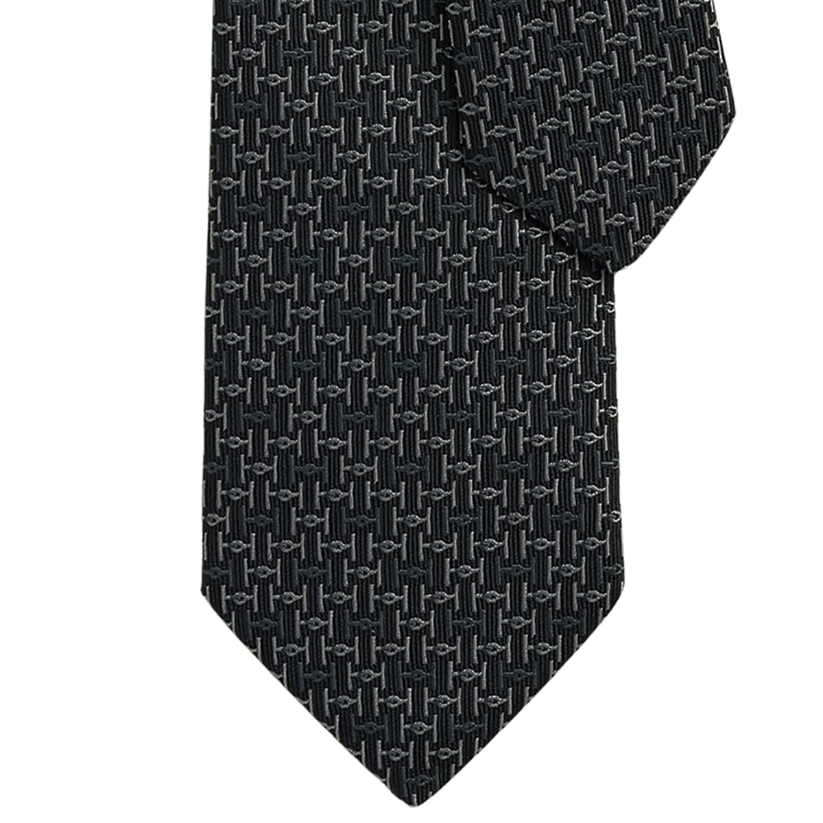 【渋谷並木橋店】HERMES エルメス ネクタイ Hジャンボ 黒 (ブラック)/グレー/アントラシト シルク100% H336287T 10 新品