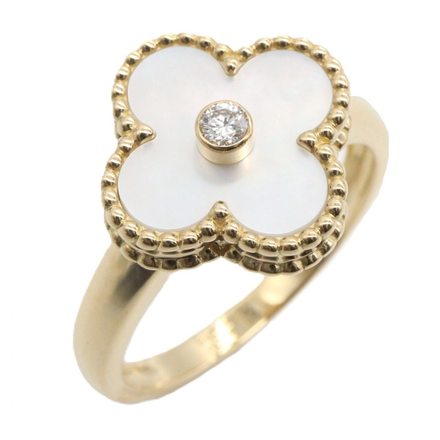 ヴァンクリーフ&アーペル Van Cleef & Arpels ヴィンテージアルハンブラ マザーオブパール 1PD リング リング・指輪 ジュエリー K18(イエローゴールド) ダイヤモンド マザーオブパール レディース ゴールド系
