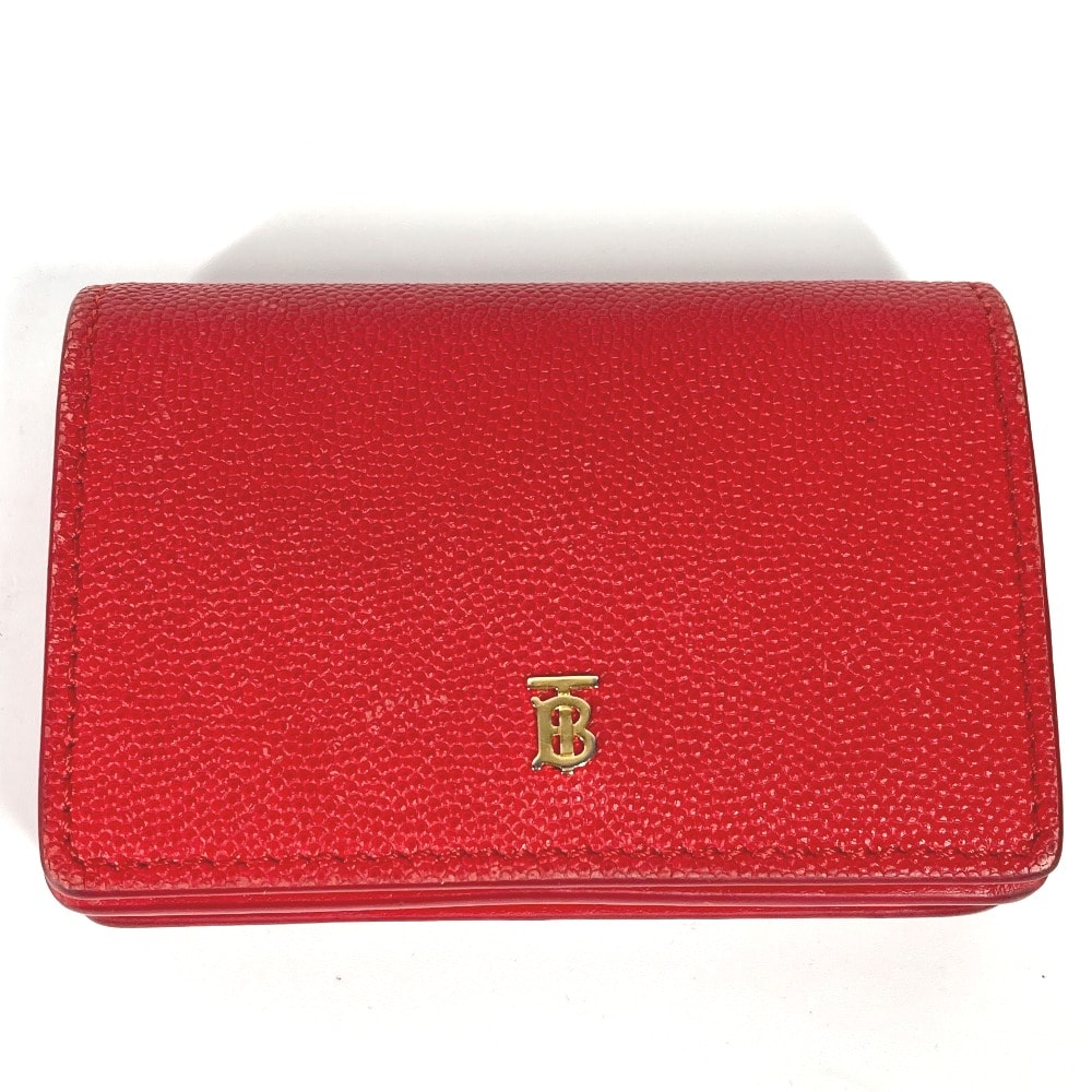 バーバリー BURBERRY TB 財布 コンパクトウォレット 2つ折り財布 レザー レッド