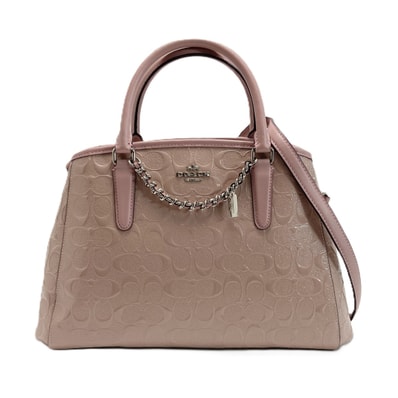 COACH コーチ デボスド シグネチャー 2WAYバッグ F55451 ピンク パテントレザー ハンドバッグ ショルダーバッグ