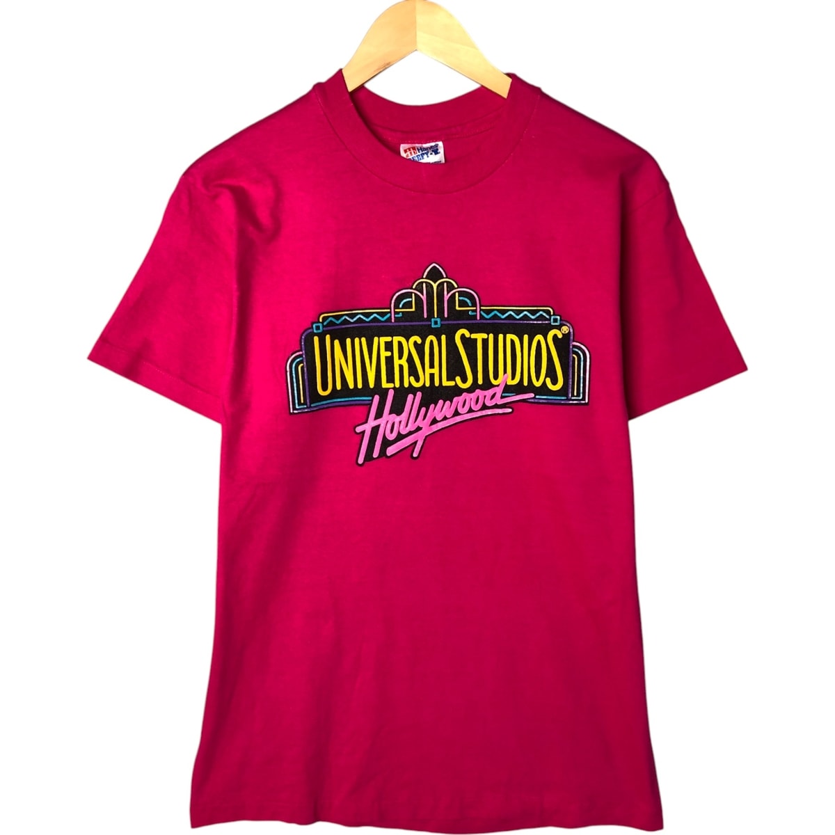 古着 90年代 ヘインズ Hanes BEEFY-T UNIVERSAL STUDIOS HOLLYWOOD ユニバーサルスタジオ アドバタイジングTシャツ USA製 レディースM相当 ヴィンテージ/eaa530114