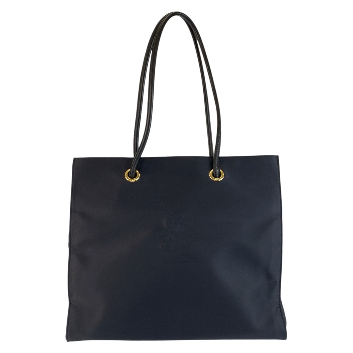美品 YVES SAINT LAURENT イヴ サンローラン YSL ネイビー ゴールド金具 ナイロン トートバッグ ショルダーバッグ 602302 【中古】