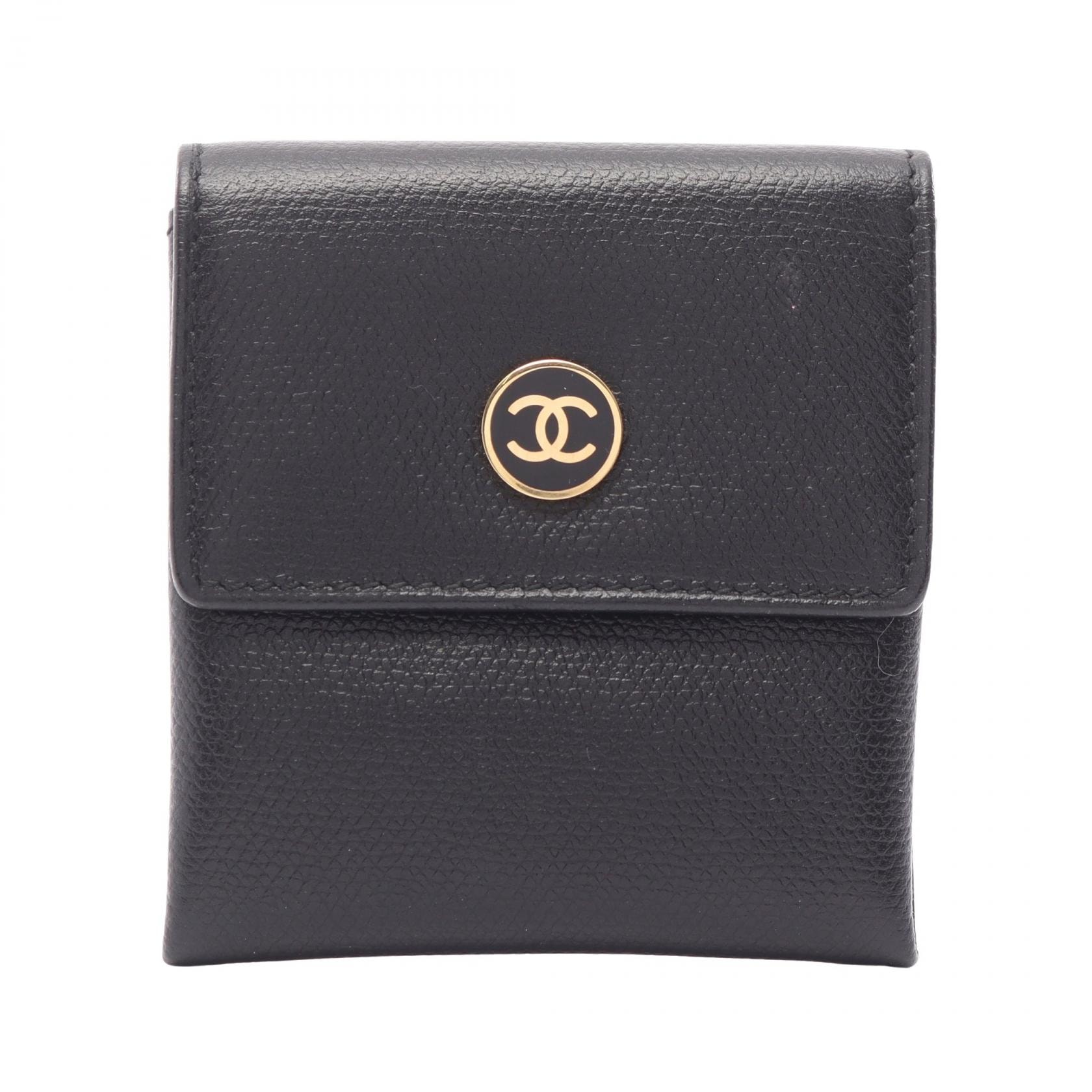 シャネル CHANEL ココボタン コインケース 財布 レザー レディース ブラック系 【中古】