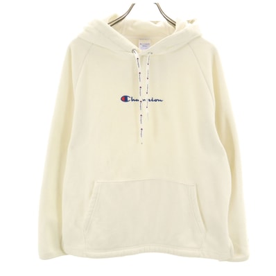 Champion チャンピオン 長袖 フリース パーカー S ホワイト系 裏起毛