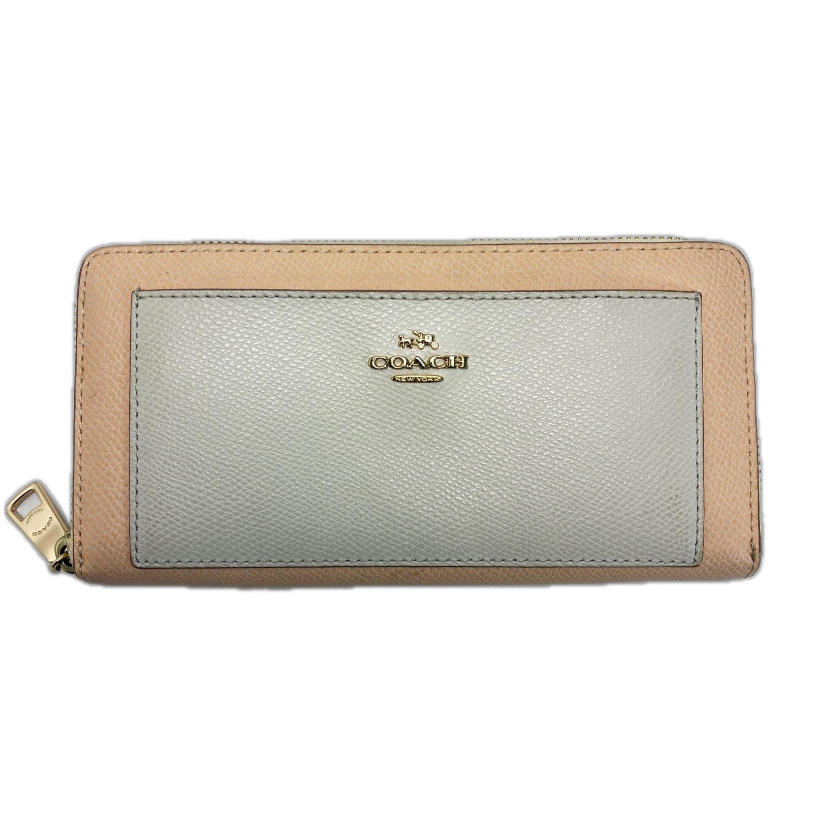 COACH コーチ ラウンドファスナー財布 F52756 ライトピンク×ライトグレー レディース ゴールド金具