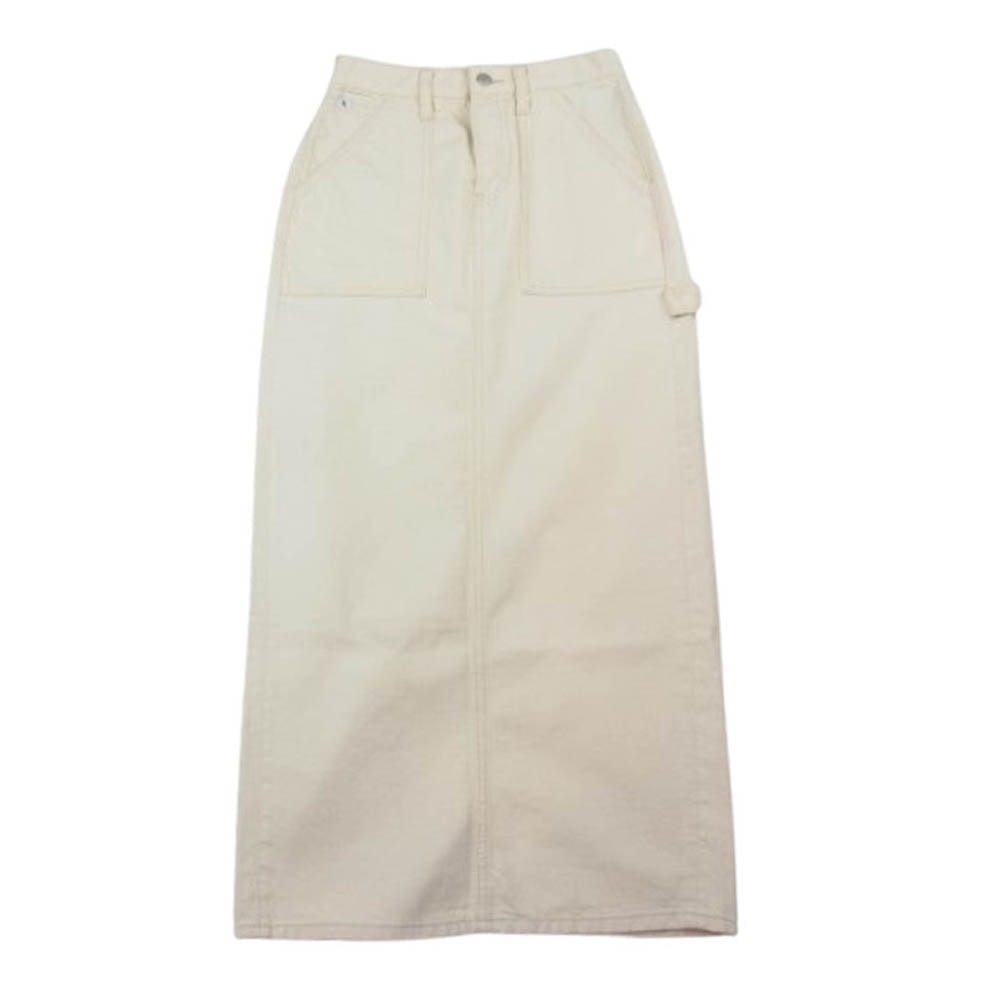 CALVIN KLEIN カルバンクライン スカート J223886 Cargo Pocket Maxi Denim Skirt  バックスリット ホワイトデニム ロングスカート  オフホワイト系 W24【中古】