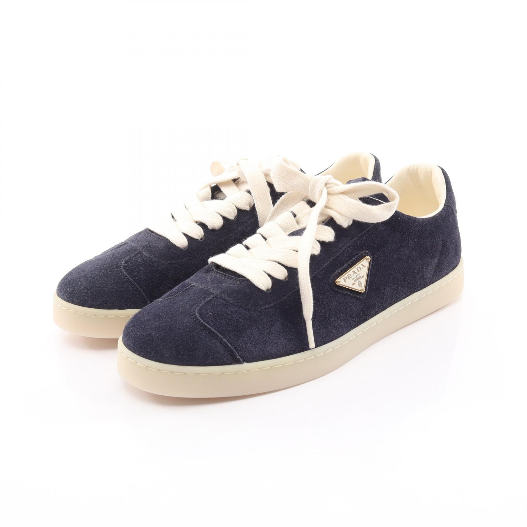 プラダ PRADA LANE スニーカー 靴 スウェード レディース ネイビー系 【中古】