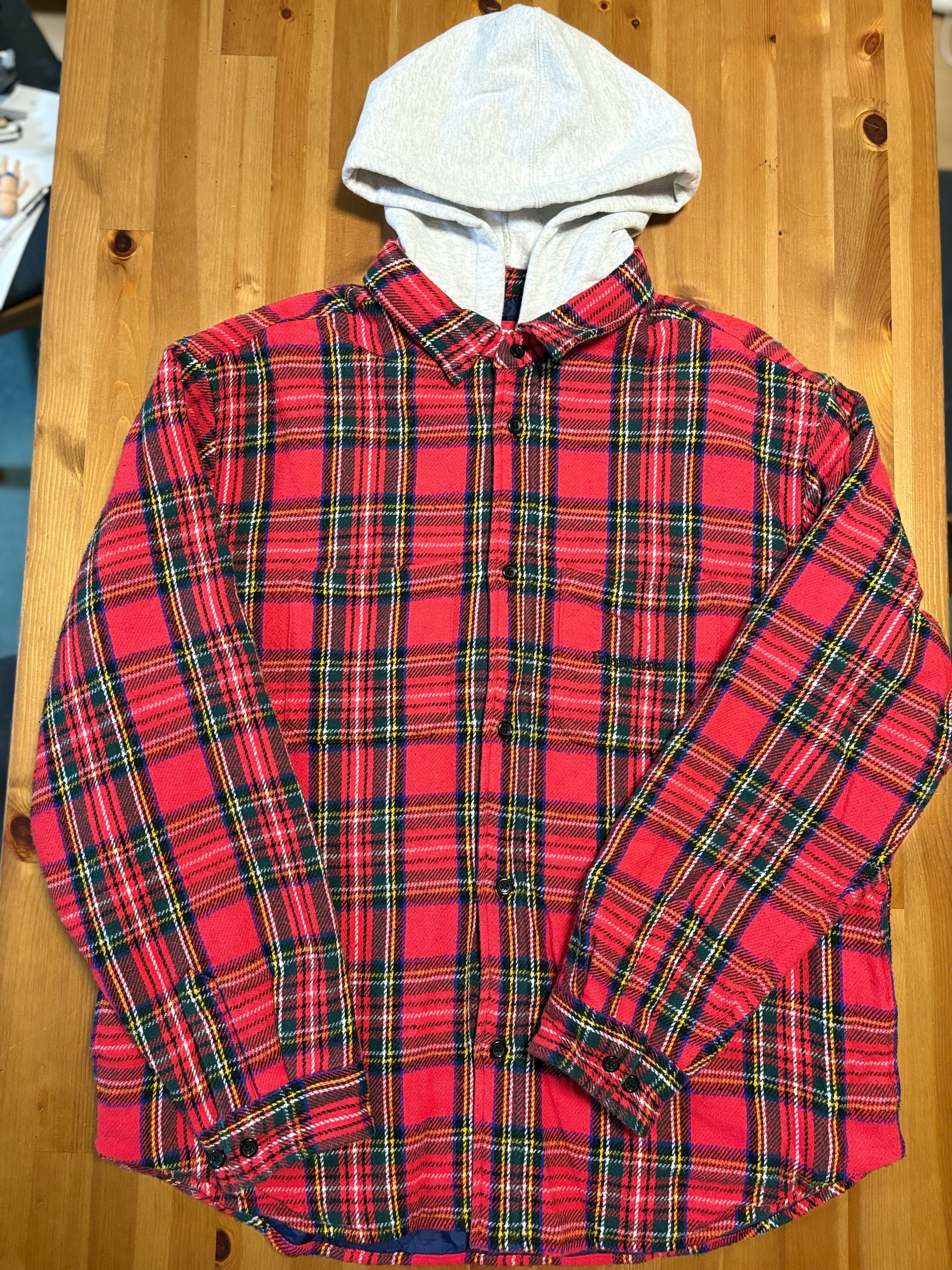 Supreme Tartan Flannel Hooded Shirt "Red"