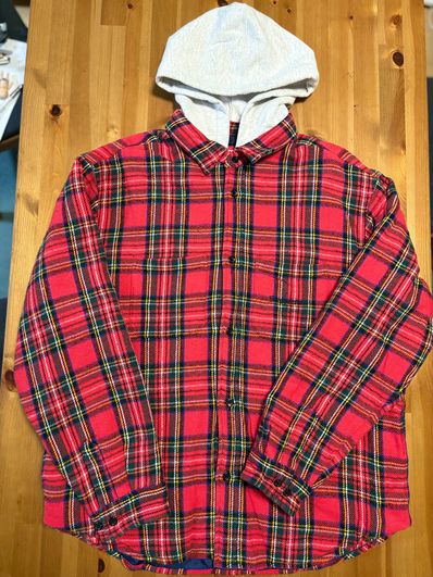 Supreme Tartan Flannel Hooded Shirt "Red"