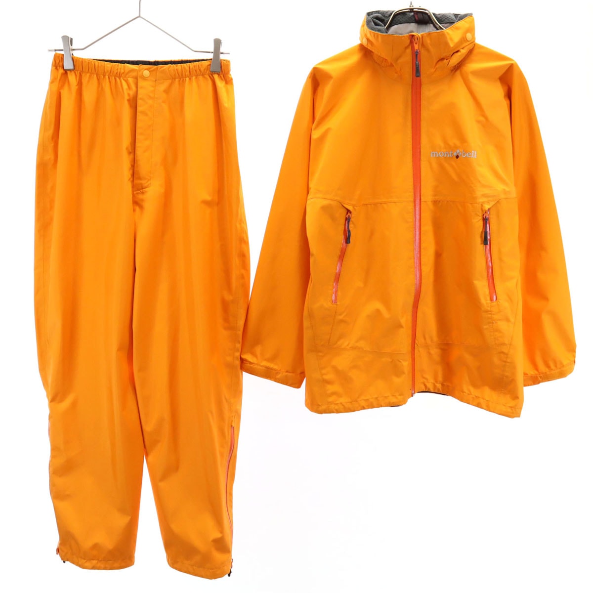 mont-bell モンベル レインジャケット 上下セットアップ M オレンジ アウトドア