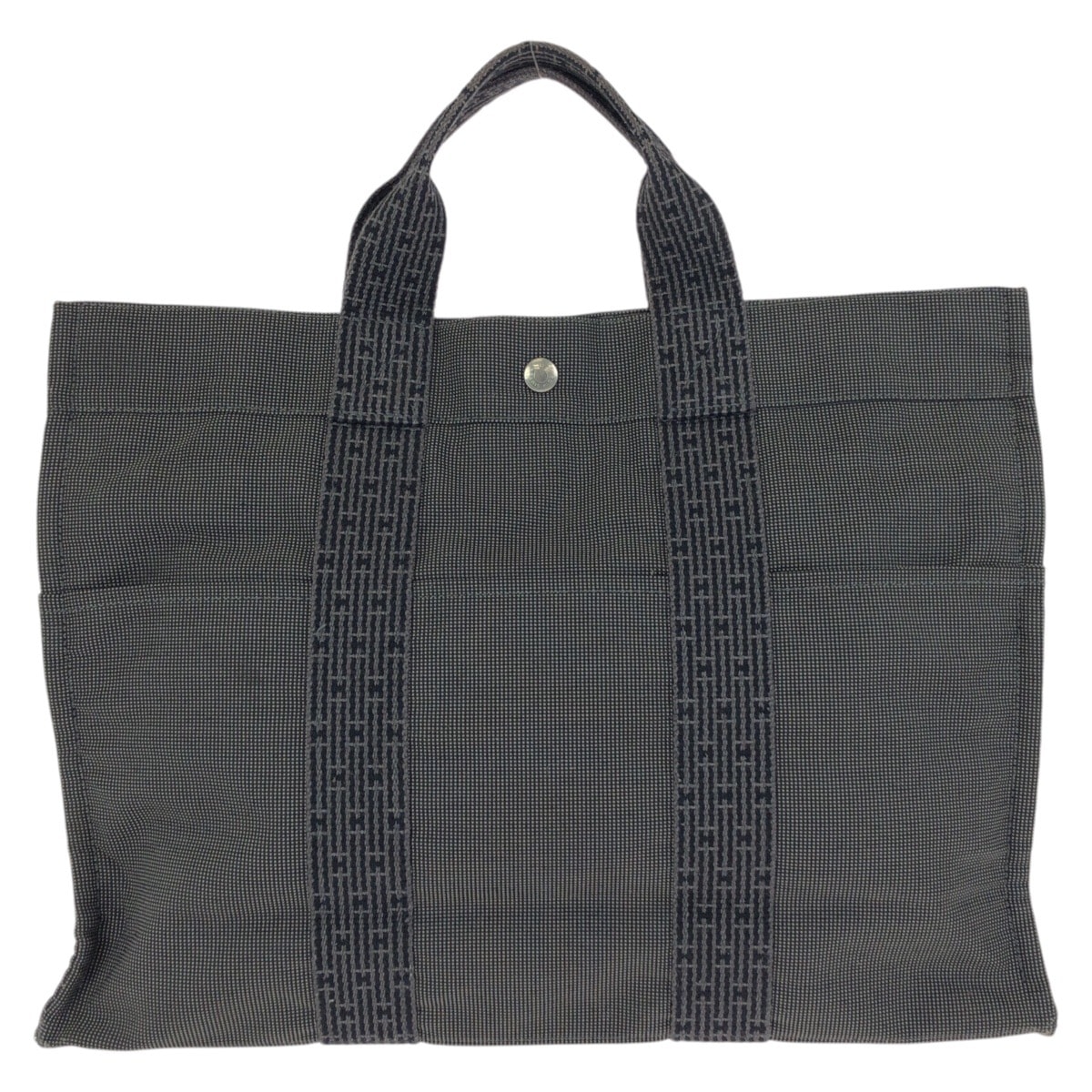 美品 HERMES エルメス エールラインMM グレー シルバー金具 ポリアミド ポリエステル/ トートバッグ ハンドバッグ 602073 【中古】