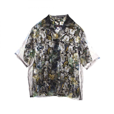 ルイ・ヴィトン LOUIS VUITTON レイヤード 花柄 半袖 アロハ 衣料品 トップス レーヨン ポリエステル メンズ ブラック系 / マルチカラー RM181 GFI HES62W 【中古】