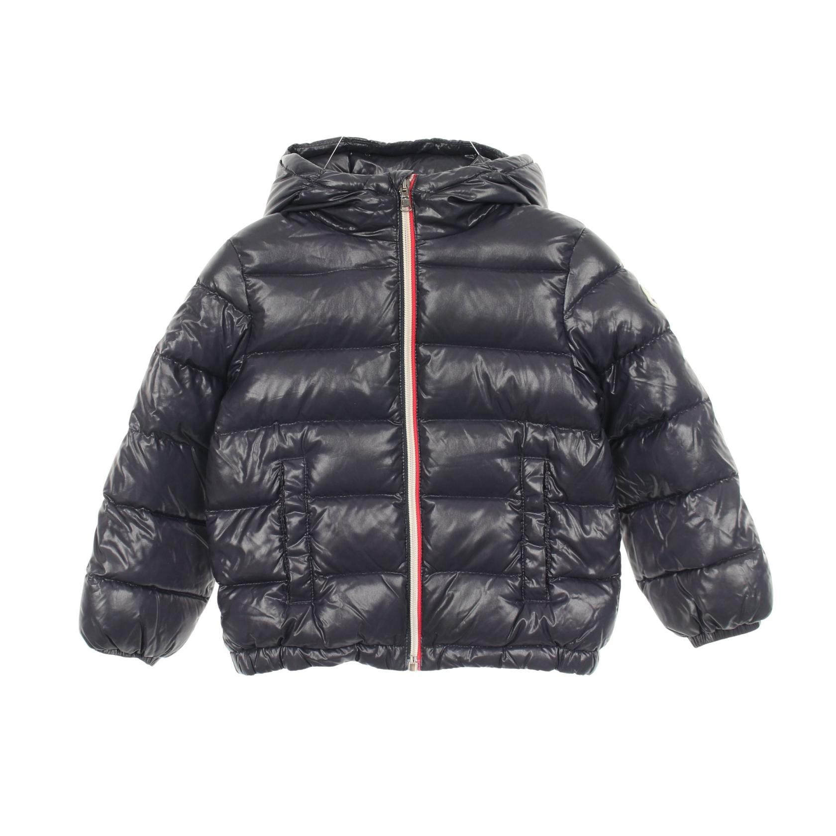 モンクレール MONCLER NEW AUBERT キッズ フード付き ダウンジャケット 衣料品 アウター ナイロン レディース ネイビー系 4183605 【中古】