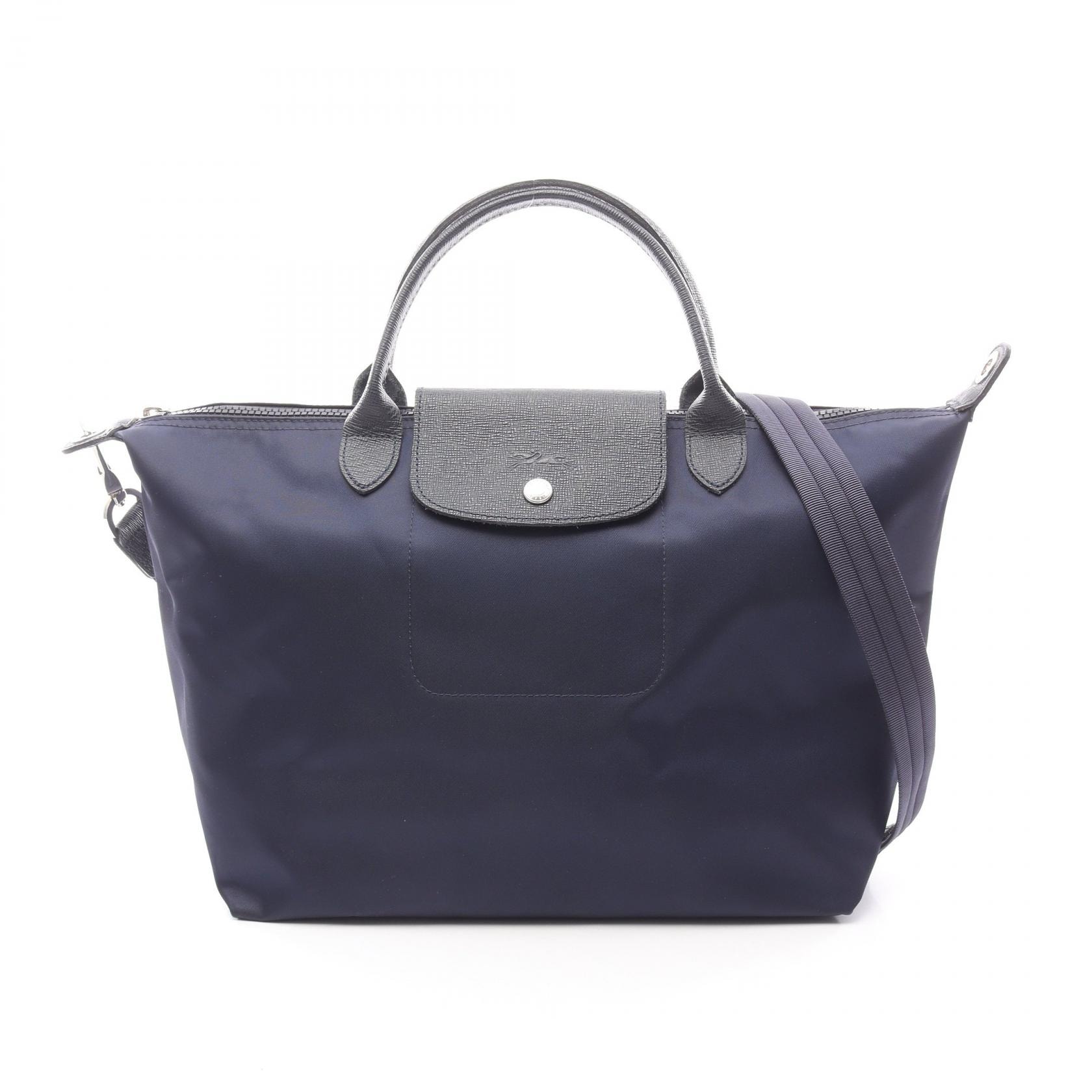 ロンシャン Longchamp LE PRIAGE NEO ル プリアージュ ネオ ハンドバッグ バッグ ナイロン レザー レディース ネイビー系 【中古】