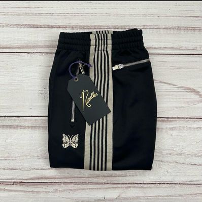 Needles x BADHOP BREATH Narrow Track Pant - Poly Smooth "Black Beige"