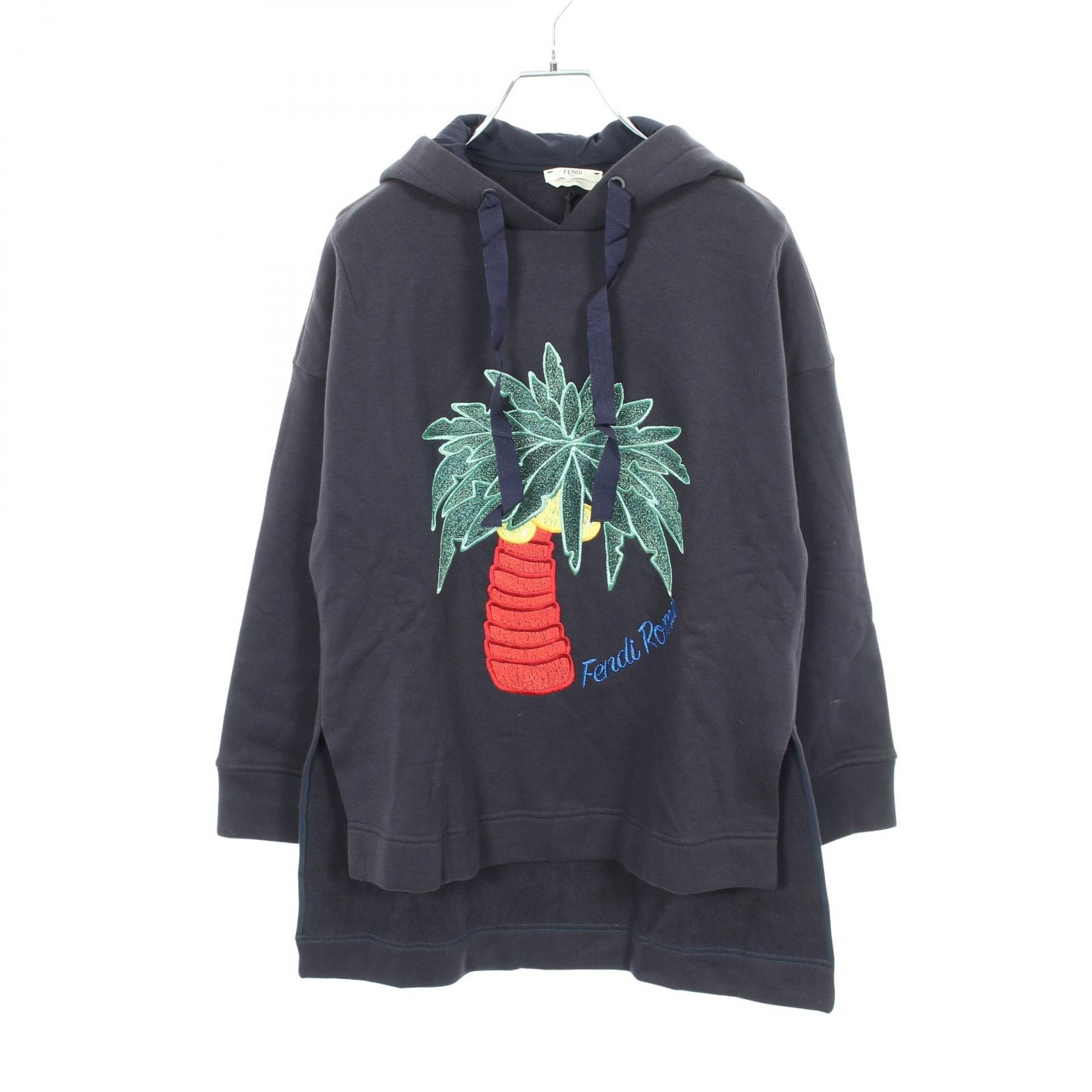 フェンディ FENDI パーカー 衣料品 トップス コットン レディース ネイビー系 【中古】