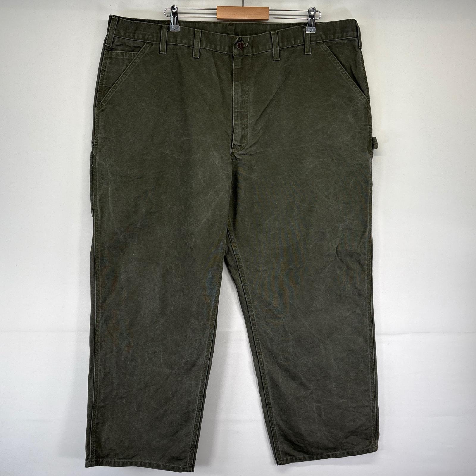 古着 カーハート Carhartt ダック パンツ ペインター ワーク 大きいサイズ ワンポイントロゴ  グリーン系 メンズ