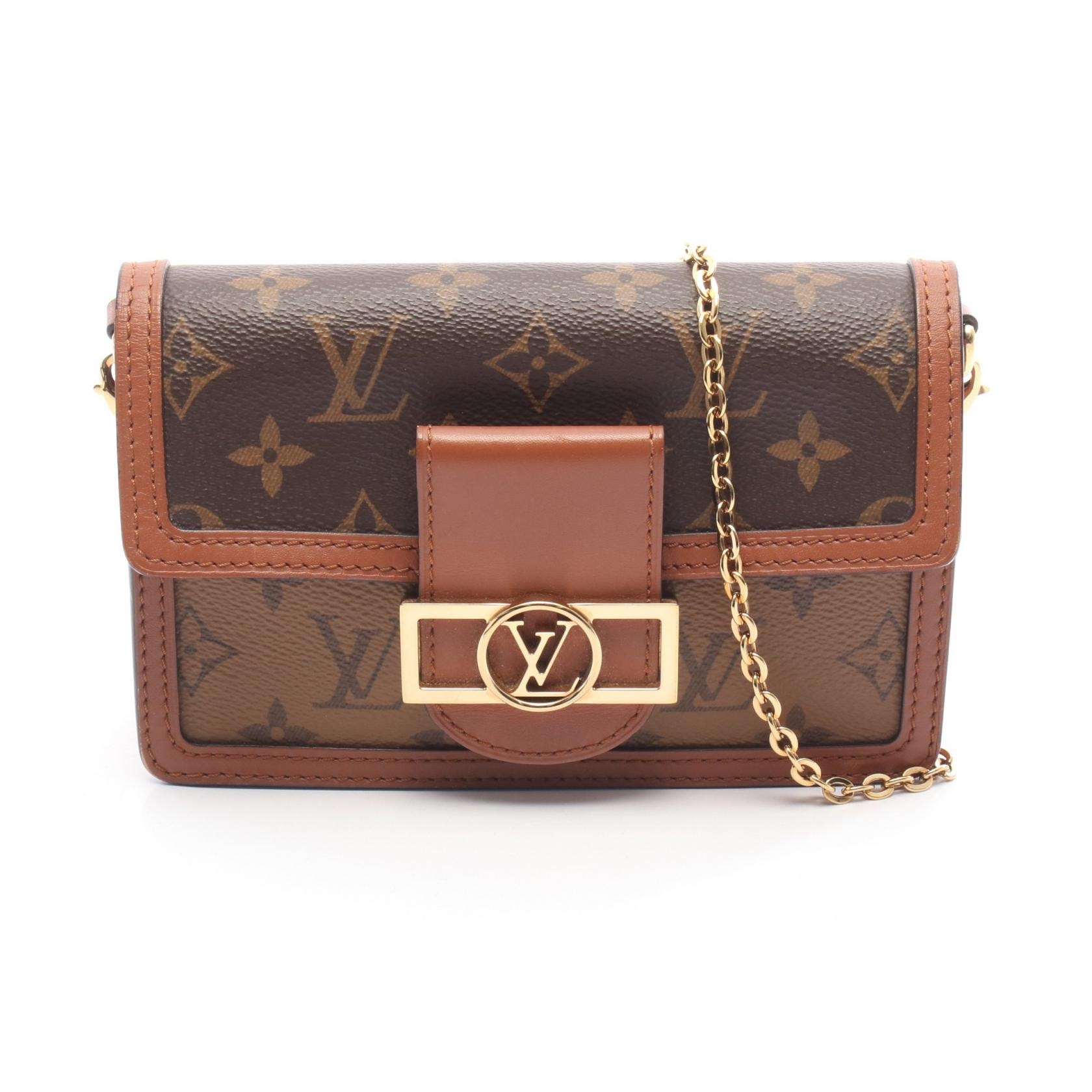 ルイ・ヴィトン LOUIS VUITTON ポルトフォイユ ドーフィーヌ ショルダーバッグ バッグ PVCコーティングキャンバス レザー モノグラム・リバース ベージュ レディース ブラウン系 / ベージュ系 M68746 【中古】