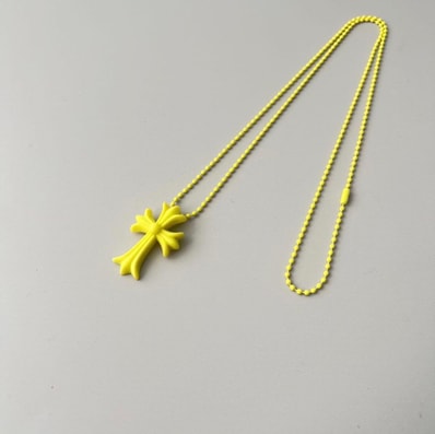 Chrome Hearts Rubber Small CH Cross Silicon Necklace "Yellow"