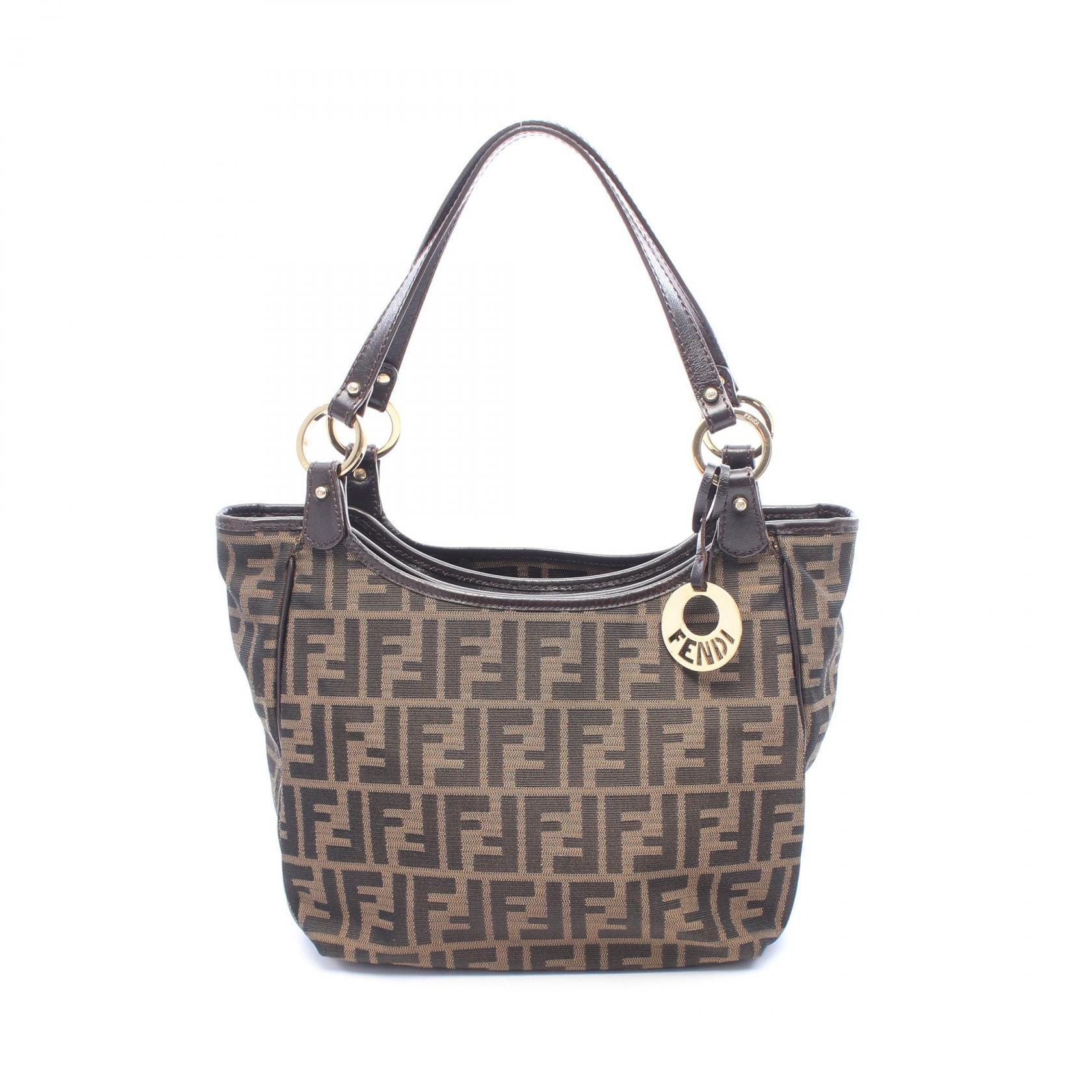 フェンディ FENDI ズッカ ショルダーバッグ バッグ キャンバス レザー レディース ブラウン系 8BH156 【中古】
